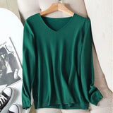 2021 autumn winter Sweater Knitted Pullover women v-neck oversize sweater female loose long sleeve sweater top