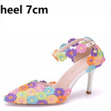 Cm White Lace Wedding Shoes Buckle Shoes Fine Heel Wedding Dress Bridal Shoes Women Sandals Annual