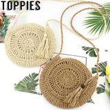 Women Hollow Out Straw Bags Paper Rope Crossbody Bag Bohemian Beach Women Circle