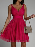Women Sleeveless Sequin Club Party Dresses Summer New Elegant Solid V-Neck Sling Mini A-Line Dress Ladies Chic Waist