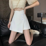 Women Solid Design New Asymmetrical Fashion High Waist Korean Style Ladies Elegant Daily All-match Casual Summer Soft
