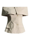 Socialite Light Ripe Wind Autumn 2025 New One-Line Collar Open Shoulder Splicing Design Slim Suit