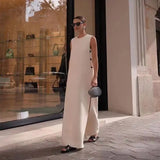 Zingj New Women's Sleeveless Slit Women's Dress Hair