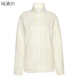 Autumn Winter Fashion Thicken Fashion Simple Solid White Casual Loose Women Coat New Korean Office Lady Jacket Hot