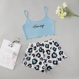 Printed Girls' Short-Sleeved Shorts Sexy Pajamas Girls' Cartoon Leisure PJ Leisure Home