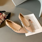 New Spring And Summer Rivet Flat Shoes Shallow Patent Leather Willow Soft Soles Shoes Flat Shoes Women Sharp Single