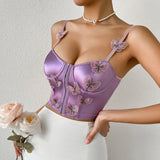 Spring Burst Of Lilac Lace Breasted Three-Dimensional Butterfly Girl Heart Advanced Feeling