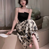 Women Midi Strap Sexy Dress Summer Spaghetti Bodycon Elegant Prom Party Vintage Fashion Clothes