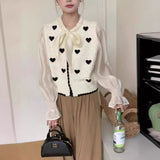 New Spring Style Xiaoxiangfeng Love Hollow Knitted Cardigan Women's French Gentle Aging Loose Long-Sleeved
