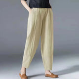 Cotton Linen Ankle Length Pants Women 2022 Spring Summer Casual Harem Trousers Plus Size S-5XL Elastic Waist Loose