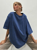 Old Short-Sleeved T-Shirt 2025 Summer Relaxation Leisure Collar Water Washing Hair Short-Sleeved