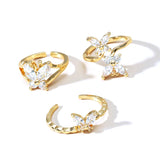 Zircon Butterfly Open Ring Three-piece SetOutfit