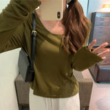 Egg Collar Tencel Long-Sleeved T-Shirt Women Wear The New Soft Waxy Skin Bottoming Shirt In