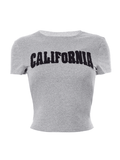 Vintage Embroidered Alphabet Short Sleeve Tee- Outfit