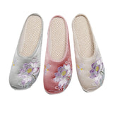 Zingj Single Slippers / Woolen Cotton Slippers Hanfu Shoes Women Embroidered Cloth Shoes Woolen Cotton