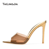 Large-Size Pointed Transparent PVC Banquet Ms. Party High-Heeled Muller