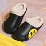 FUNKY 2021 Winter Women's Shoes EVA Faux Fur Non-slip Sole Fleece Sock Smiley Face Slipper Shoes For Women Couple