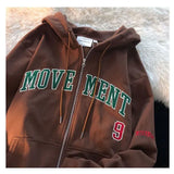 Embroidery Hoodies Women's Oversized Street Loose Flocking Sweatshirts Vintage Hoodie Casual Cardigan Sweatshirt
