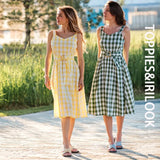 Fashion Plaid O-ring Belt Camisole Dresses Sexy Sleeveless Midi Dress 2021 Summer