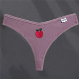 Cotton G-string Women's Panties Sexy Cherry Embroidery Women's Underwear Solid Color Pantys Female Underpants