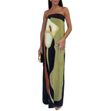 Spring Dress Women's Fashion Sleeveless Shoulder Stamped Breast Sexy Detender Print