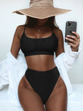 Zingj Single Swimsuit 2023 Split Swimsuit Sexy Swimsuit Solid Color High Waist Bikini