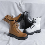 2025 New Black High-Top British Style Round-Headed Men's Platform Martin