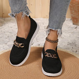 New Mesh Solid Round Head Low Single Shoes Women's Chain Large-Size Sports Wind Casual Shoes