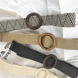 braided belt wood buckle summer vacation dress wide belt mori