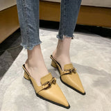 Zingj Cool Slippers Female Summer New French Chain Fashion With A Thick Heel Head Half Slippers High Heel Muller Shoes-Outfit