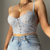 Backless Lace Camisole Women Backless Crop Top 2022 Ladies Summer Vintage Underwire Sexy Vest