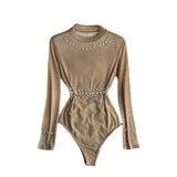 Zingj Design Sense Nail Bead Sequins Light Luxury Jumpsuit Female Thin Temperament Show Thin Inside The Coat