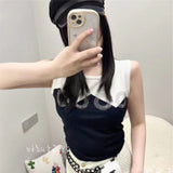 Summer Women Big Brand Knitted Vest Female Fashion Letter Embroidery Sexy Slim Fit Striped Camisole Bra Designer