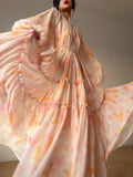 Print Midi Dresses For Women 2023 Spring Summer New French Fashion Sweet Vintage Female Clothes Loose Maxi Y2k