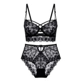Fashion Classic Bandage Bra Set Lingerie Push Up Brassiere Lace Underwear Set Sexy High-Waist Panties For Women