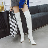 Sexy Mirror Leather Thigh High Boots Women High Heels Over The Knee Boots For Women Point Toe White Red Fetish Party Long
