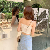 Women Bandage Sexy Pure Fashion Korean Style Popular Girls Cropped Summer Mujer Vacation Sleeveless All Match Casual