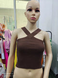 Zingj Cross Hanging Neck Knit Sling Small Vest Bare Back Tight Show Thin Bandage Wipe-Outfit