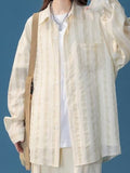 Zingj And Long Sunscreen Striped Shirt Female Summer Hong Kong Flavor Retro Chic Niche Unique Chic Top Thin