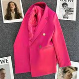 Zingj Suit Jacket Female 2024 Spring And Autumn Double-Breasted Green Suit Temperament Show Thin Web Celebrity Fried Street Clothes