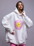 Zingj Hoodie 2024 New Female Ins Loose Sports Casual Print