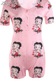 Women Sexy V-Neck Bodycon Bodysuit Casual Printed Button Sleepwear Jumpsuit Shorts Romper Leotard Sexy Ladies Summer Pajamas
