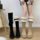 Heel Over The Knee Boots And Wool Wool Boots Women Shoes 2025 New Autumn And Winter Snow Boots Tube Knight