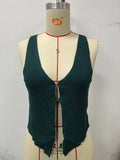 Zingj Round Collar Sexy Vest Women's Summer New Style Sleeveless Hot Girls Knit Top Cardigan-Outfit