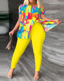 Independent Station Spring And Summer Printing Fashion Suit 2-Piece Set For