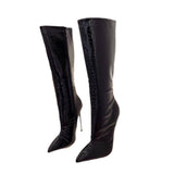High-Heeled Boots 2024 Spring Style Boots Children's Simple Pointy Stone Pattern Fine Heel Women's