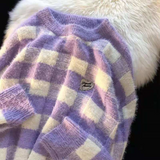 cute style love design niche fashion sweater women autumn and winter new loose lazy style BF couple purple sweater