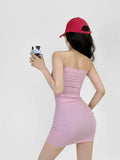 Zingj Trendy Women's Dress Sexy Flat Mouth Halter Skirt Summer New Pure Swinging Collar Pleated Buttocks