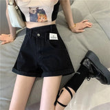 Shorts Denim Women Summer Asymmetrical Crimping Distressed Ulzzang High Waist Zipper Pocket A-line All-match Casual
