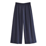 Spring And Summer New Women's Fu Silk Knot Shirt Fu Silk Wide Leg Pants